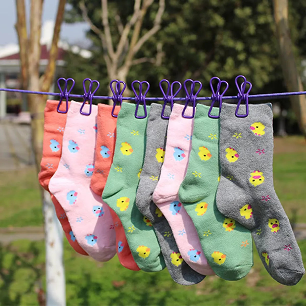 12 Clips Outdoor Clothesline Laundry Drying Line