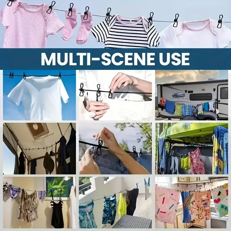 12 Clips Outdoor Clothesline Laundry Drying Line